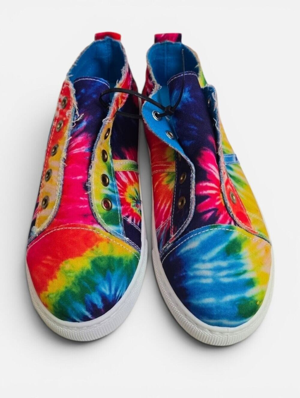 Outwoods Colorful Rainbow Tie-Dye Canvas Kidcore Slip-On Sneakers 10